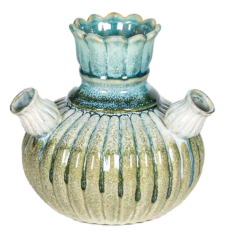 Keramik-Tulpenvase blau 19x19x18cm