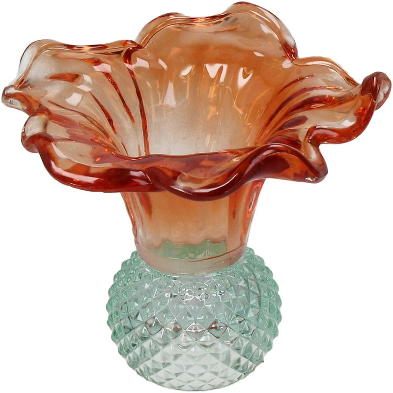 Vase Glas Multi 13,5x13,5x12cm Orange-Blau