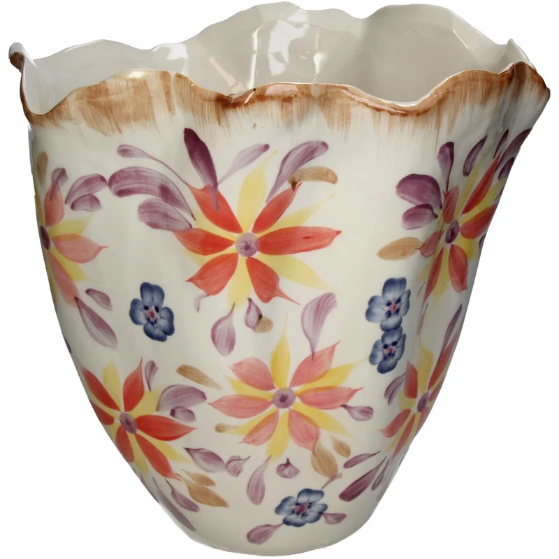 Vase Blumen Feinste Keramik Mehrfarbig 28,5x27x28cm
