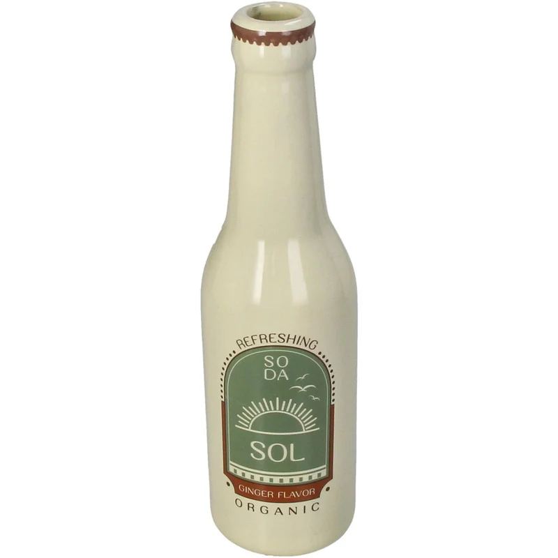 Vase Sodaflasche Sol Feinsteingut Elfenbein 6,5x6,5x24cm