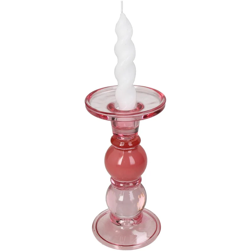 Kerzenhalter Glas Rosa 9x9x17,5cm