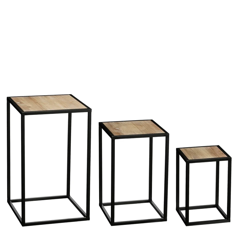 Quinty Beistelltisch schwarz, 3er-Set, FSC Mix - L30 x B30 x H50 cm