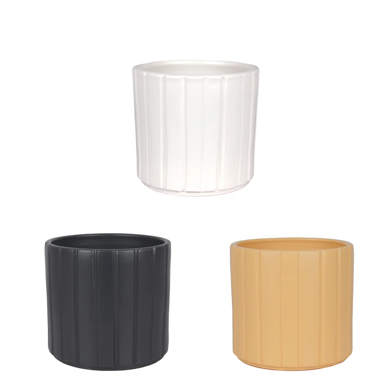 Ralph Topf Ocker, Grau, Weiß sortiert - H13 x D14 cm