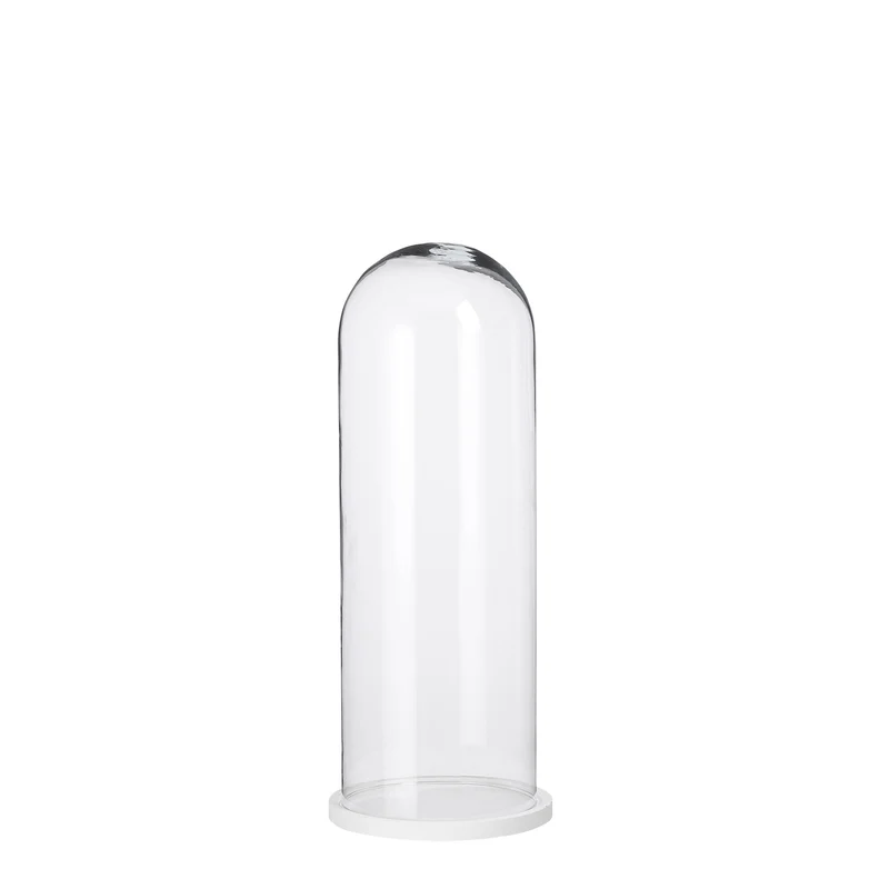 Hella Glasglocke auf weißem Teller - H55,5 x D21 cm