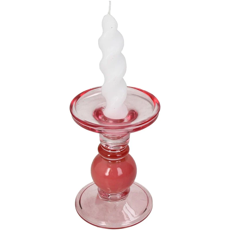 Kerzenhalter Glas Rosa 9x9x13cm