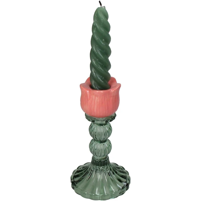 Kerzenhalter Tulpe Glas Pfirsich 8x8x14,5cm