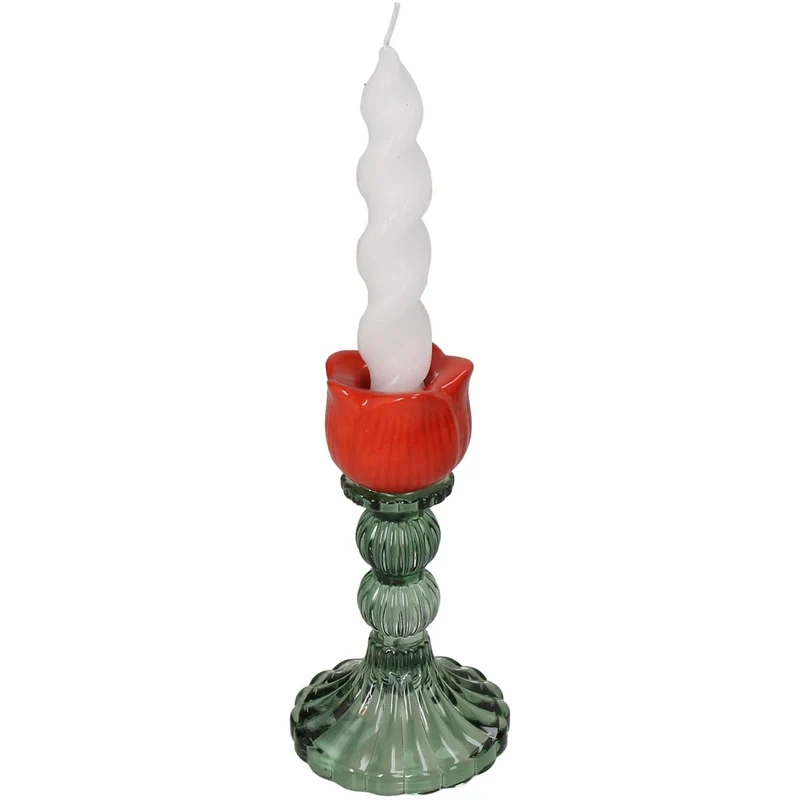 Kerzenhalter Tulpe Glas Orange 8x8x14,5cm