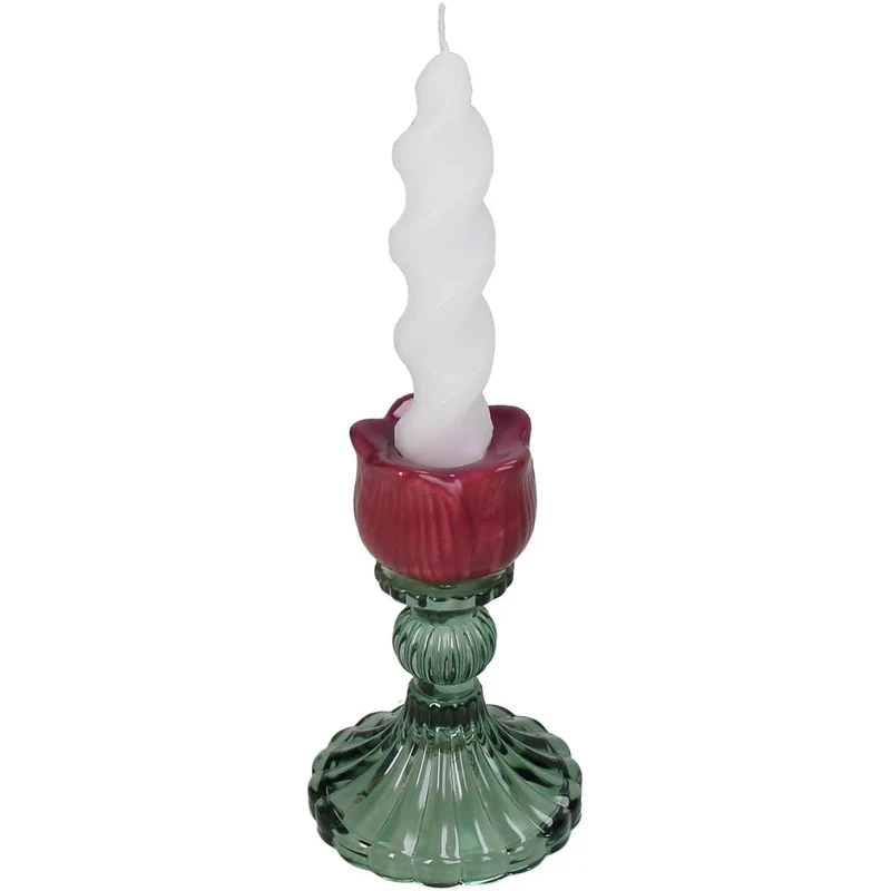 Kerzenhalter Tulpe Glas Lila 8x8x12cm