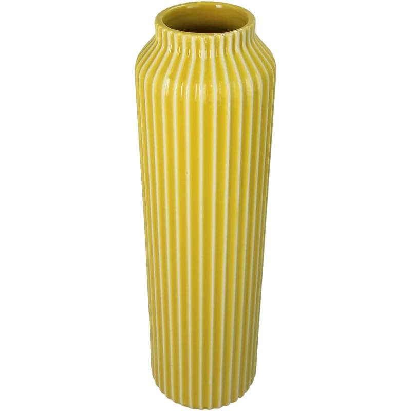 Vase aus Steingut, Senfgelb, 10,5 x 10,5 x 35,5 cm