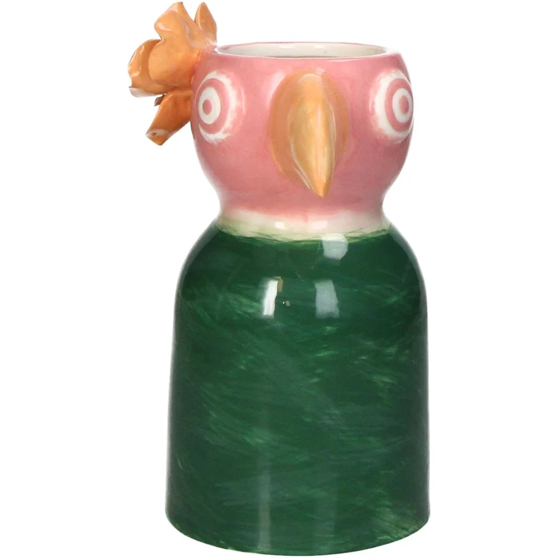 Vase Vogel Steingut Mehrfarbig 13,5x15x21cm