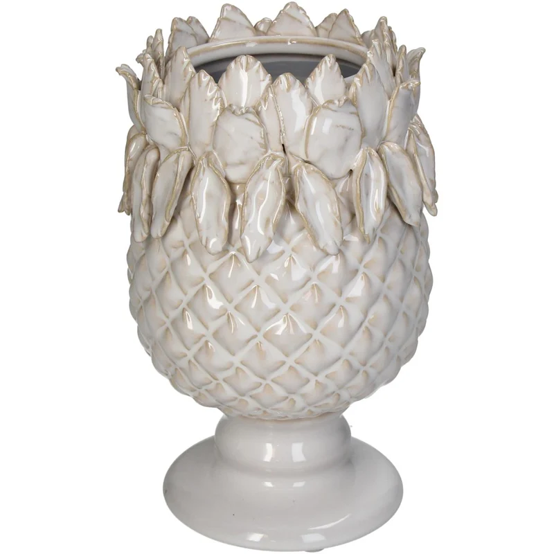 Vase Steingut Weiß 14x14x22cm