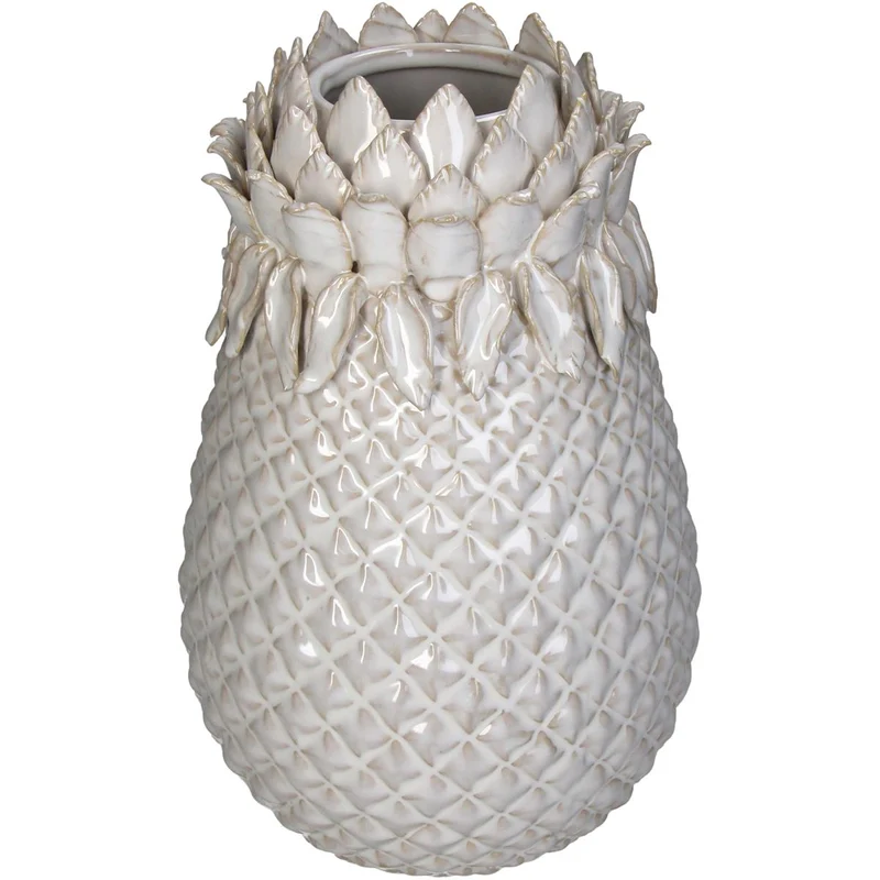 Vase Steingut Weiß 19x19x29,5cm
