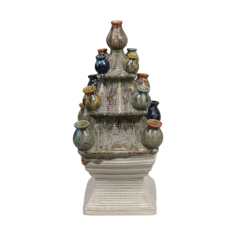Keramikvase 25x25x54cm Mehrfarbig