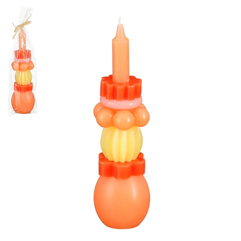 Orangefarbene Kerze zum Selbermachen - H26 x D7 cm