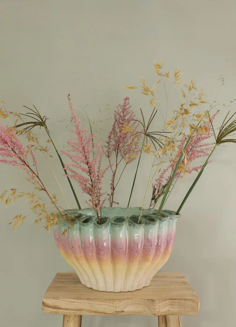 Regenbogen-Blumen-Schale, Vase, L 36,7 x B 25 x H 20,4 cm