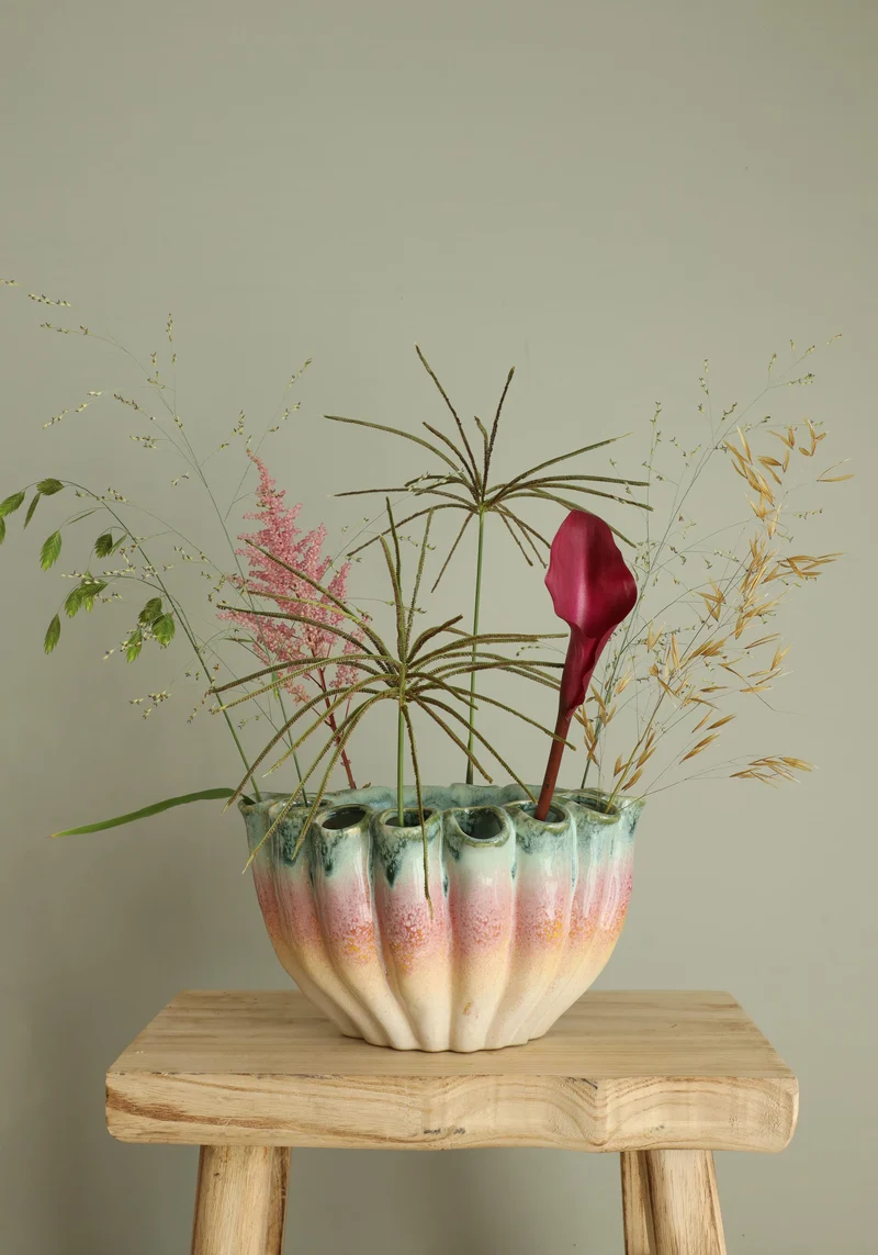 Regenbogen-Blumen-Schale, Vase, L. 26,5 x B. 17,7 x H. 15,6 cm