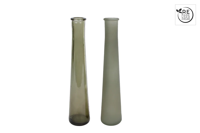 3R Vase "Verde" hell und matt hellgrün Glas 7x7x31,5cm 2er Set