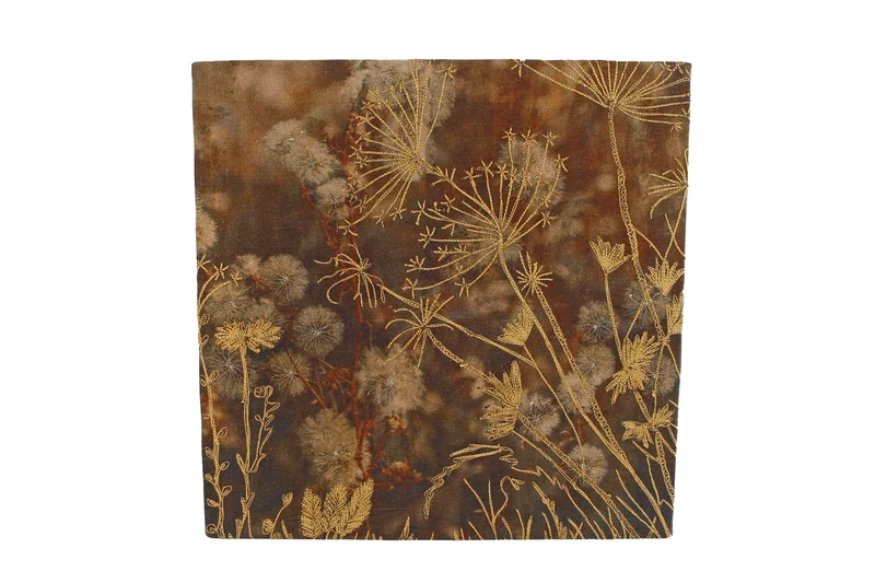 Wanddekoration "Gold" braun/gold, quadratisch, Stoff, 45x45x1,5cm