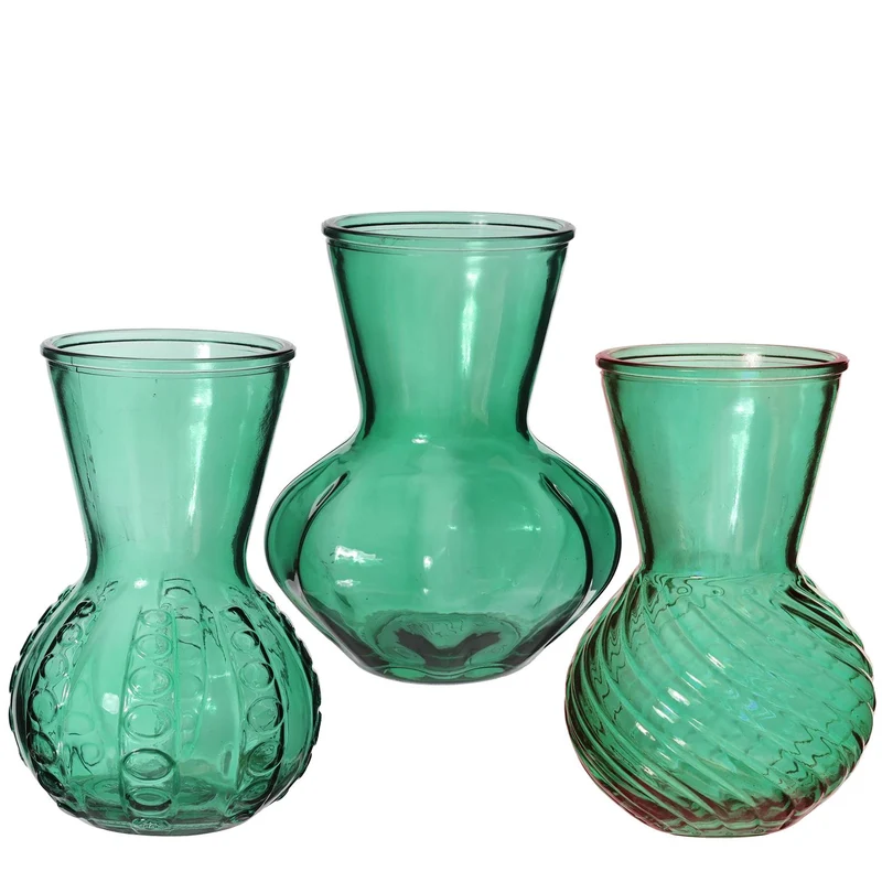 Vase Kristallglas 3er Set Ø13 H.18 cm Smaragd