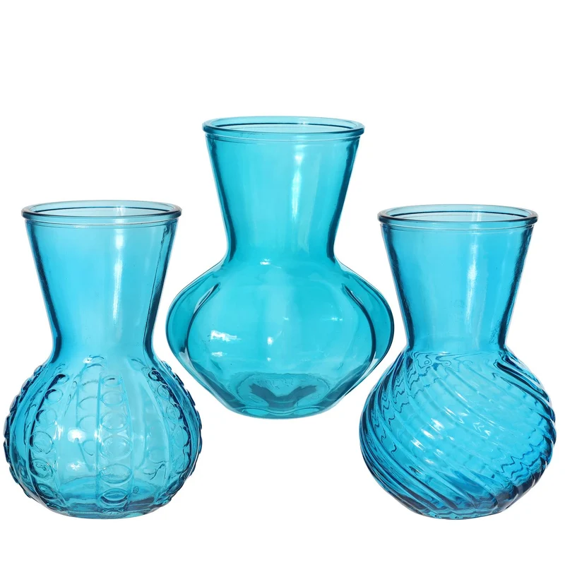 Vase Kristallglas 3er-Set Ø13 H.18 cm ozeanblau
