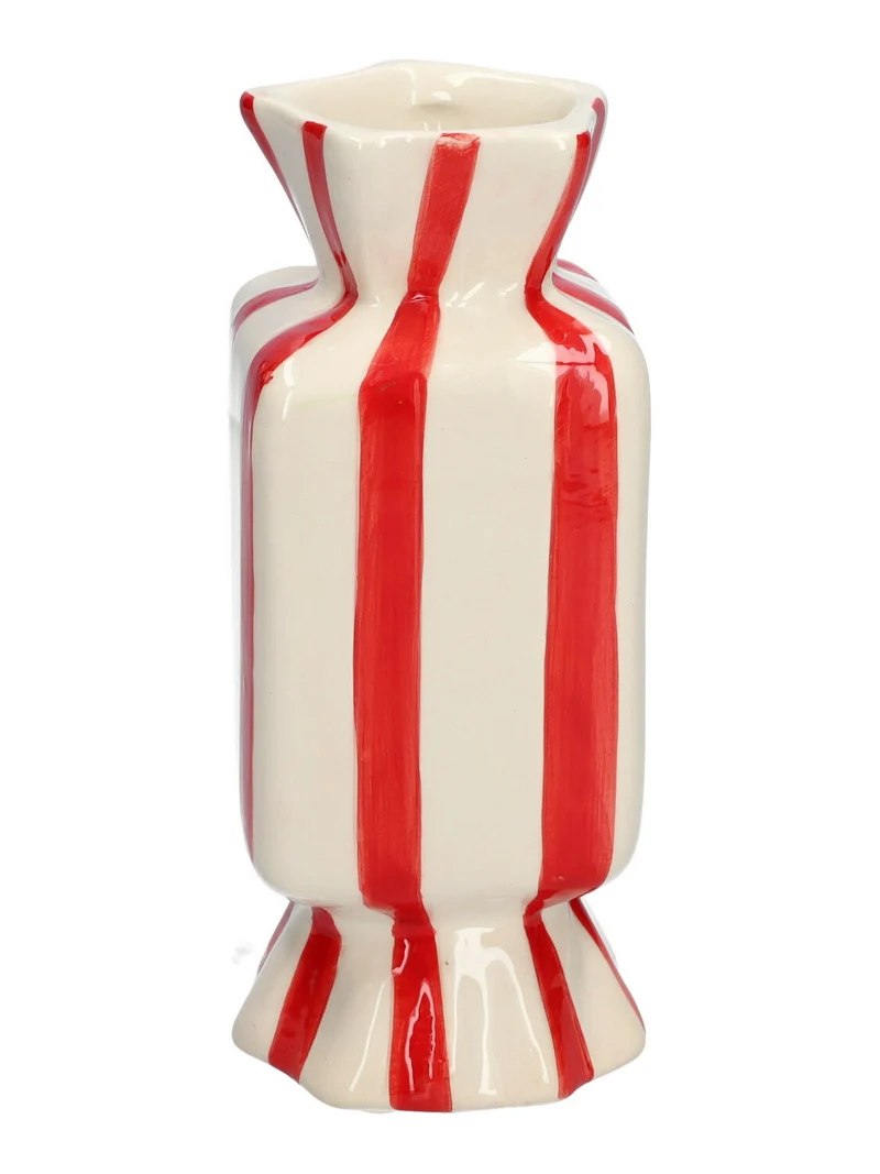 Vase Candy 6,5x6,5x15 rot/weiß