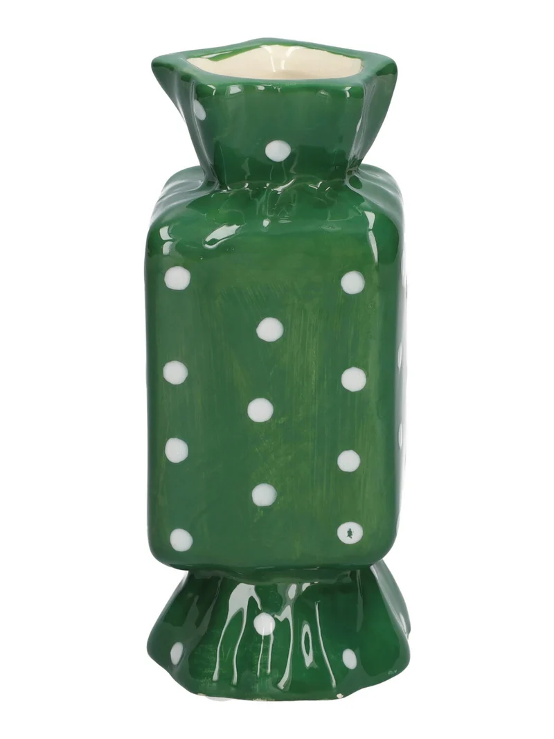 Vase Candy 6,5x6,5x15 grün+Punkte