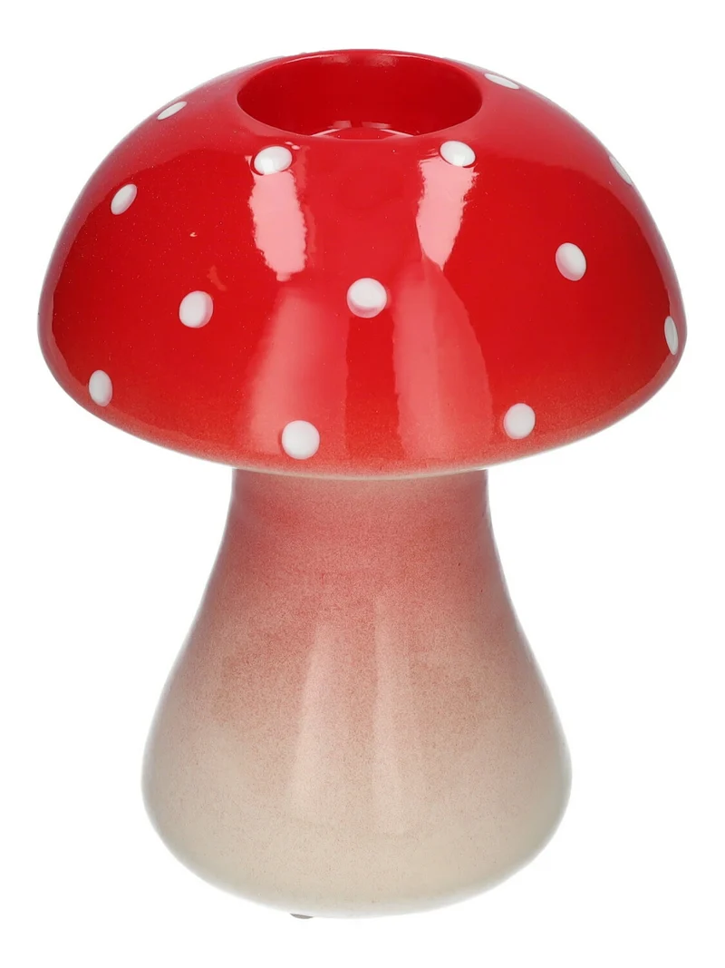 Teelichthalter Pilz Champignon Rot D16 H20 cm Keramik