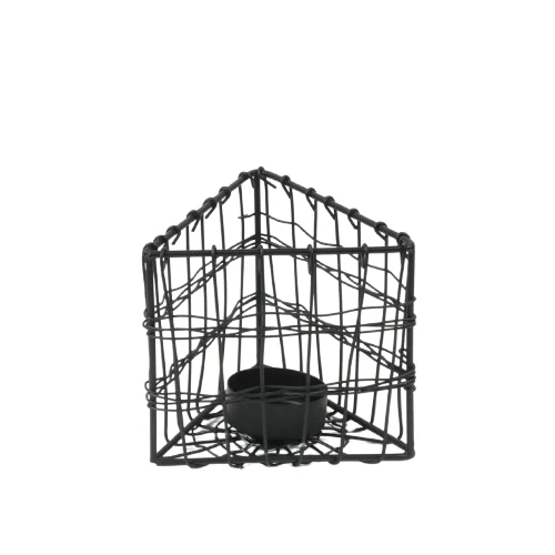 Teelichthalter Metall 10x9x9cm Schwarz 3HK