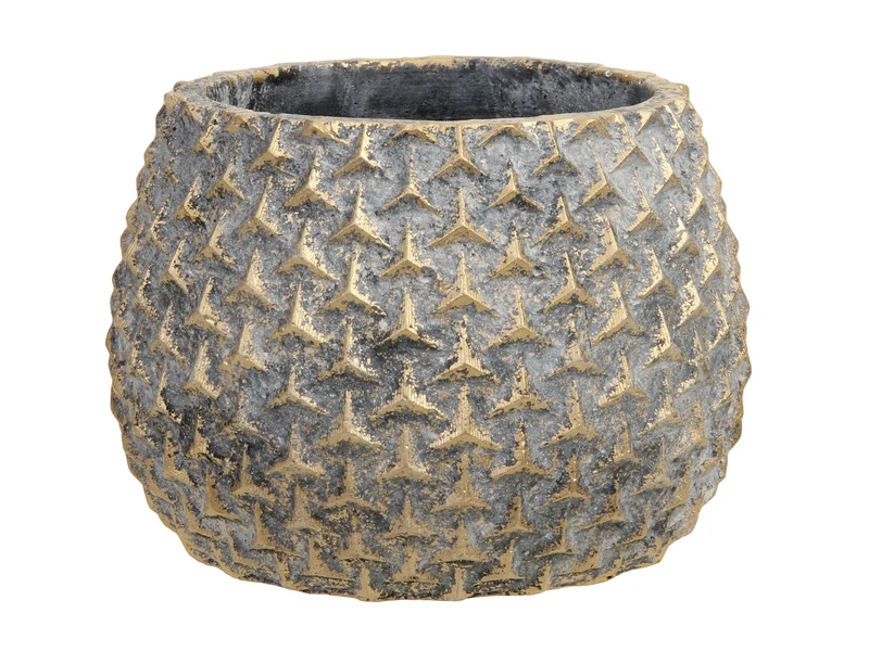 1 Stk. Zement-Blumentopf braun/gold Ø 14x10,5 cm