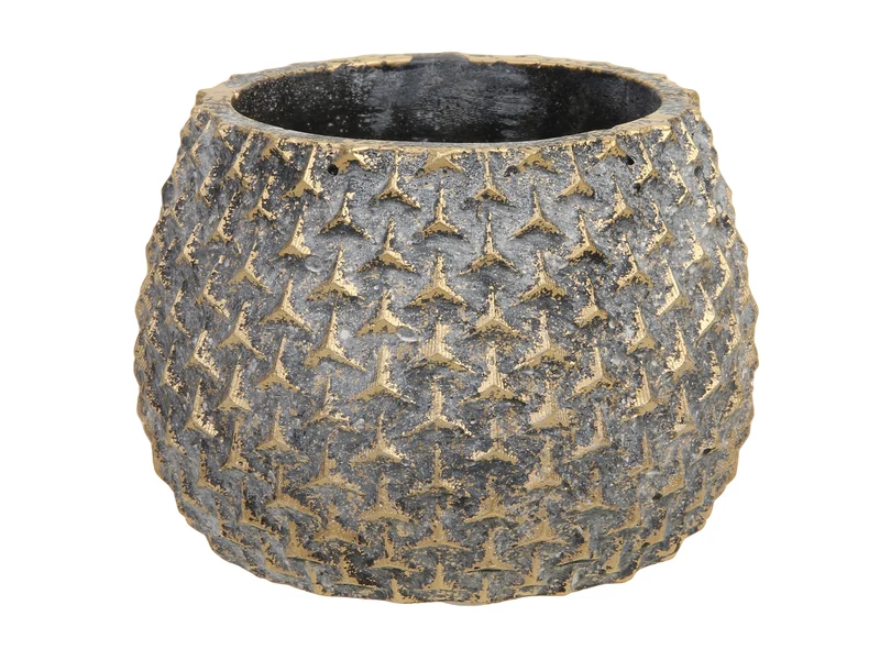 1 Stk. Zement-Blumentopf braun/gold Ø 11,5x9 cm