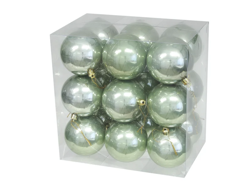 cb. 18 grüne Opal-Kunststoffkugeln, 77 mm