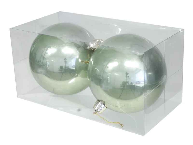 cb. 2 grüne Opal-Kunststoffkugeln, 180 mm