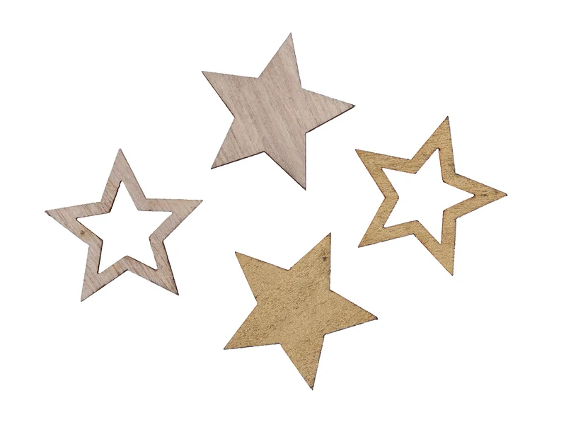 ca. 48 Holzsterne gold/natur 2,5 cm