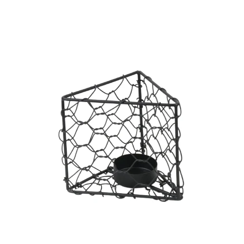 Teelichthalter Metall 10x9x9cm Schwarz