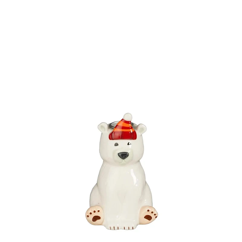 Lustiger Kerzenhalter Eisbär weiß - L8,5 x B8 x H13 cm
