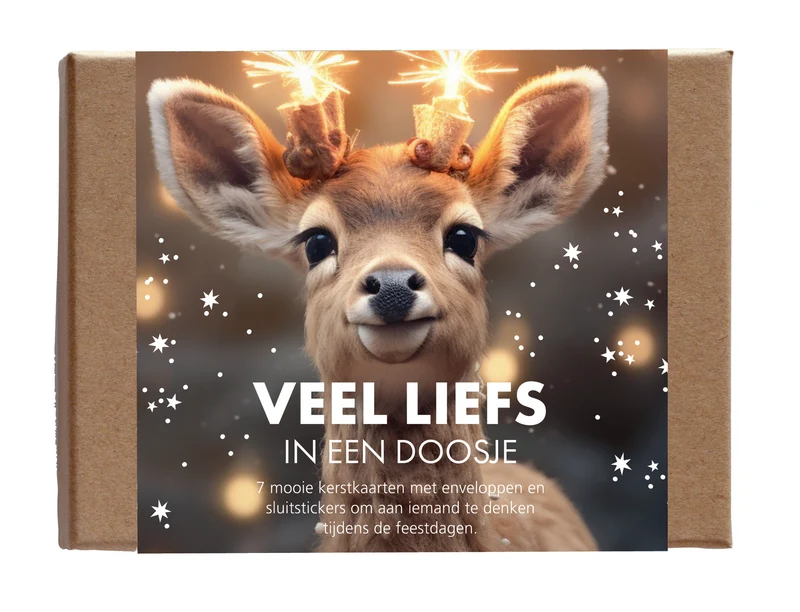Postkartenset mit 7 Karten „Viel Liebe in einer Schachtel“ Hirsch