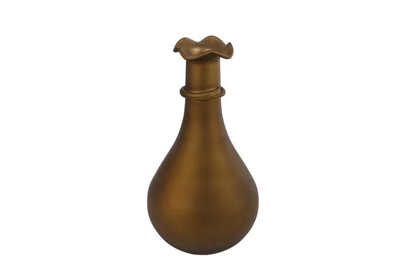 Vase "Yorick" dunkelgoldfarbenes Glas 15x15x27cm