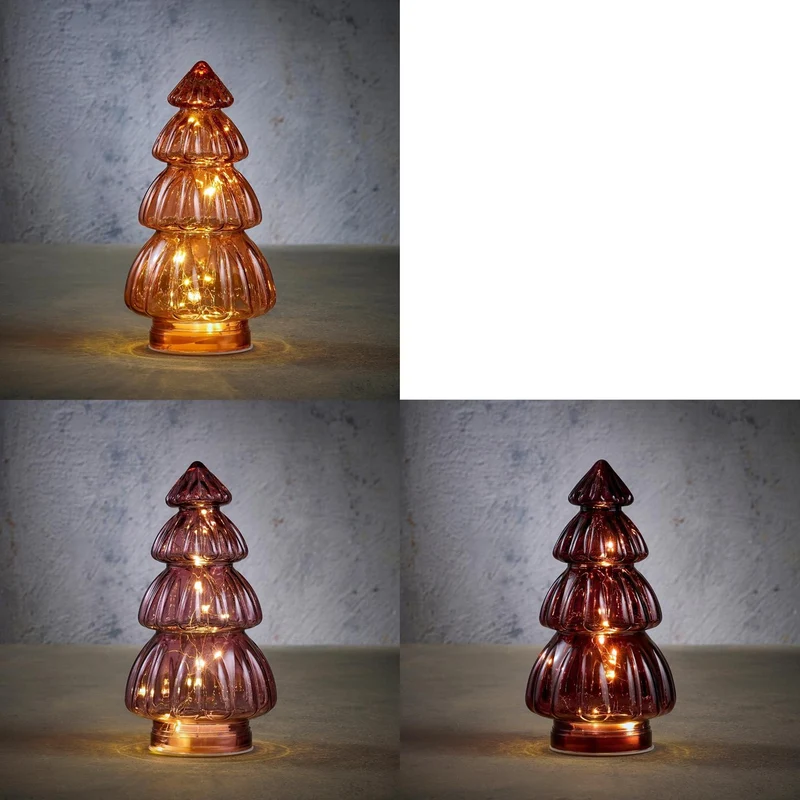 Baum lila/rosa/rot, 3 Äste, 10 LEDs - H28 x D15 cm - exkl. Batterien, mit Timer.