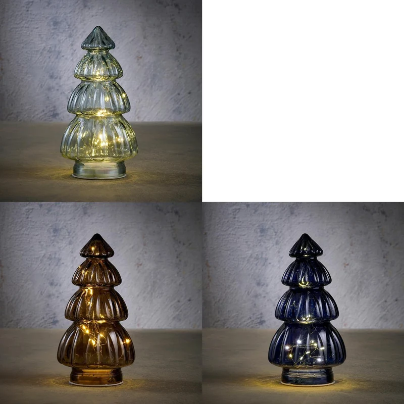 Baum blau grau braun 3 Äste 10 LEDs - H28 x D15 cm - exkl. Batterien mit Timer