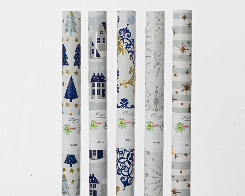 Rolle Geschenkpapier 5fach sortiert blau/weiß 200x70cm