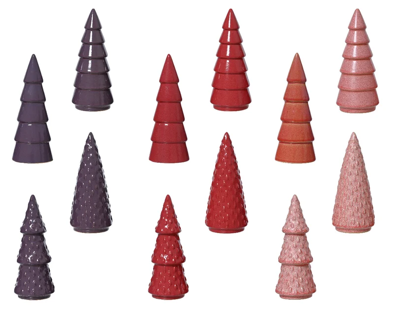 Porzellanbaum, 12er-Set, rosa/rot/lila, D9 H21cm