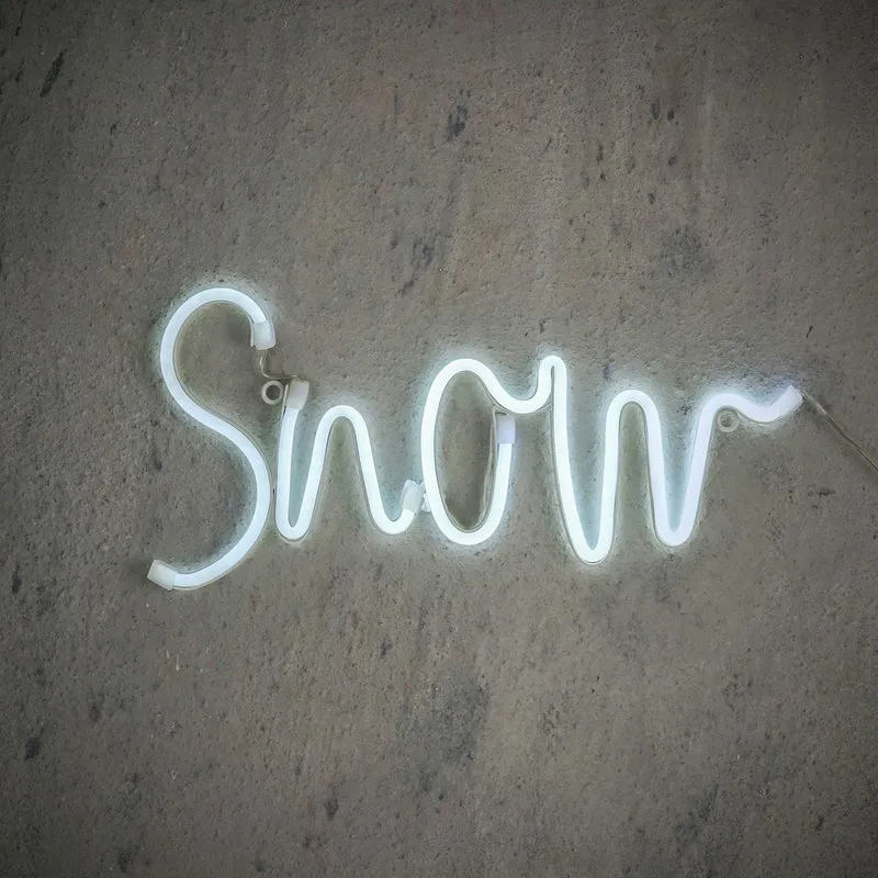 Neonlicht weiß Snow 120 LEDs mit Batterie und Timer - L35 x B17 cm