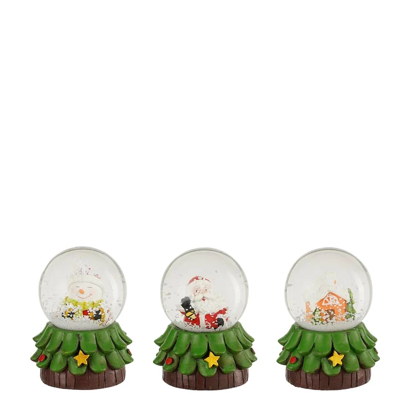 Dekorative Wasserball-Weihnachtsfigur, grün, 3er-Set - H7 x D5 cm