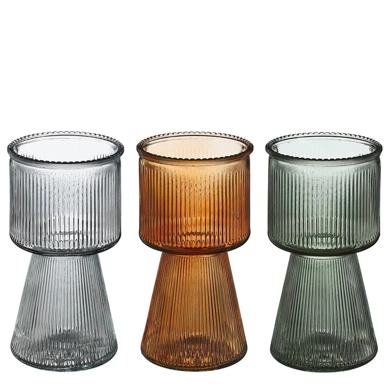 Vase braun-grau-dunkelgrün, 3er-Set - H19 x D10 cm
