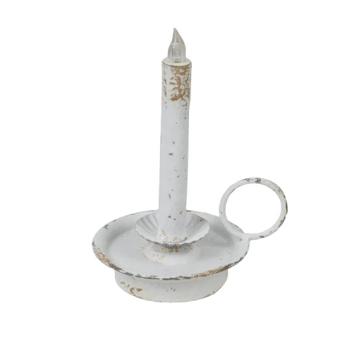 LED-Kerzenhalter Ø12,5x21cm Antikweiß