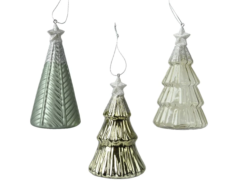 Hängebaum aus Glas, 3er-Set, H12,6cm, Rosmarin