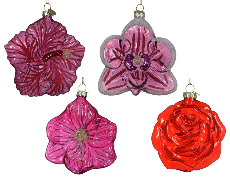 Blumenanhänger aus Glas, 4er-Set, 10x6x11cm