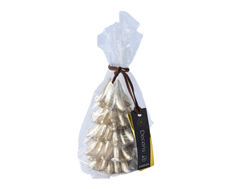 Kerze ''Baum'' Wachs Champagner H12.5 D7cm in Verpackung