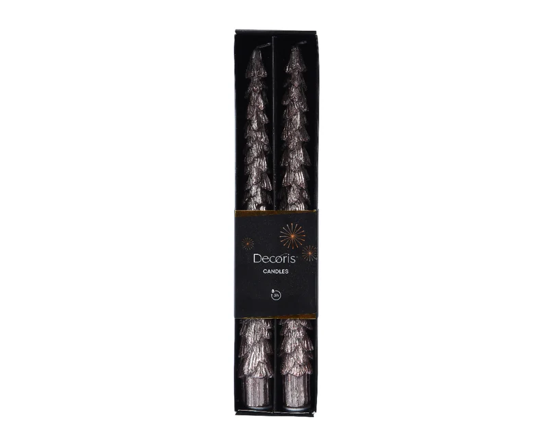 Set/2 Abendessen Kerze Wachs ''Baum'' Pulver rosa D2.2 H25cm