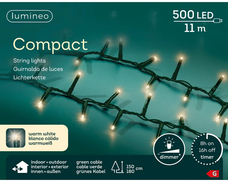 LED-Kompaktleuchten außen grün/warmweiß 1100cm 500LED